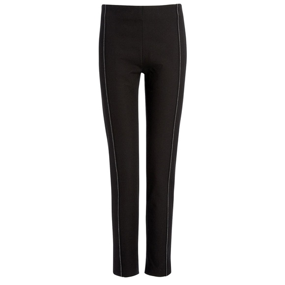 Joseph Gabardine Lenny Stretch pants leggings black with white stitching - Picture 1 of 6